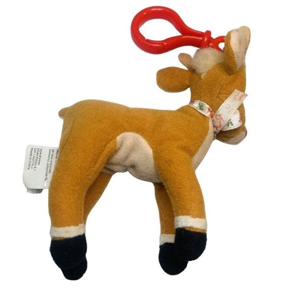 1999 Prestige Rudolph the Red Nosed Reindeer Mini Clip-On Plush Stuffed Toy 4” - Picture 4 of 5